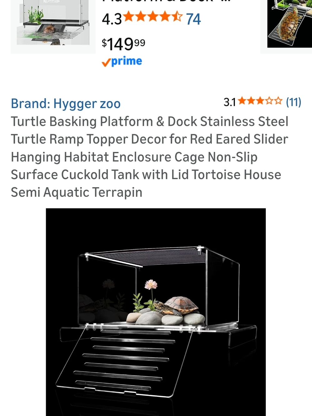 Hygger Zoo Transparent Turtle Basking Platform with Ramp